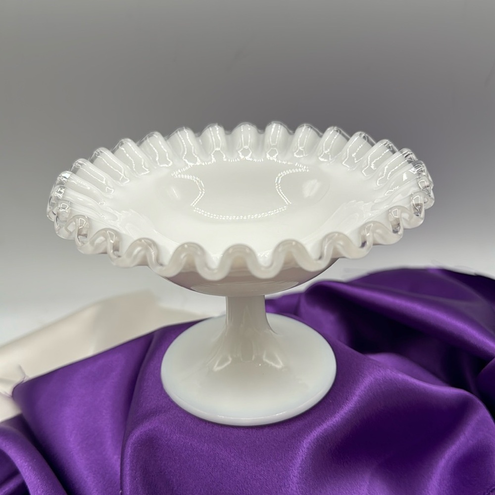 Fenton Silvercrest White Milk Glass, Pedestal Dish, Footed Nut/Candy Dish